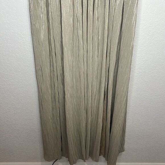 NWT Jonathan SIMKHAI Goddess Metallic Plisse Gown Champagne Large - Picture 5 of 14